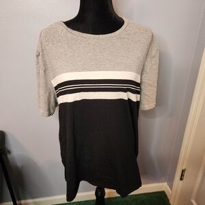 Old Navy Color Block Center Stripe Tee Size XL Soft Washed Gray/Black/White